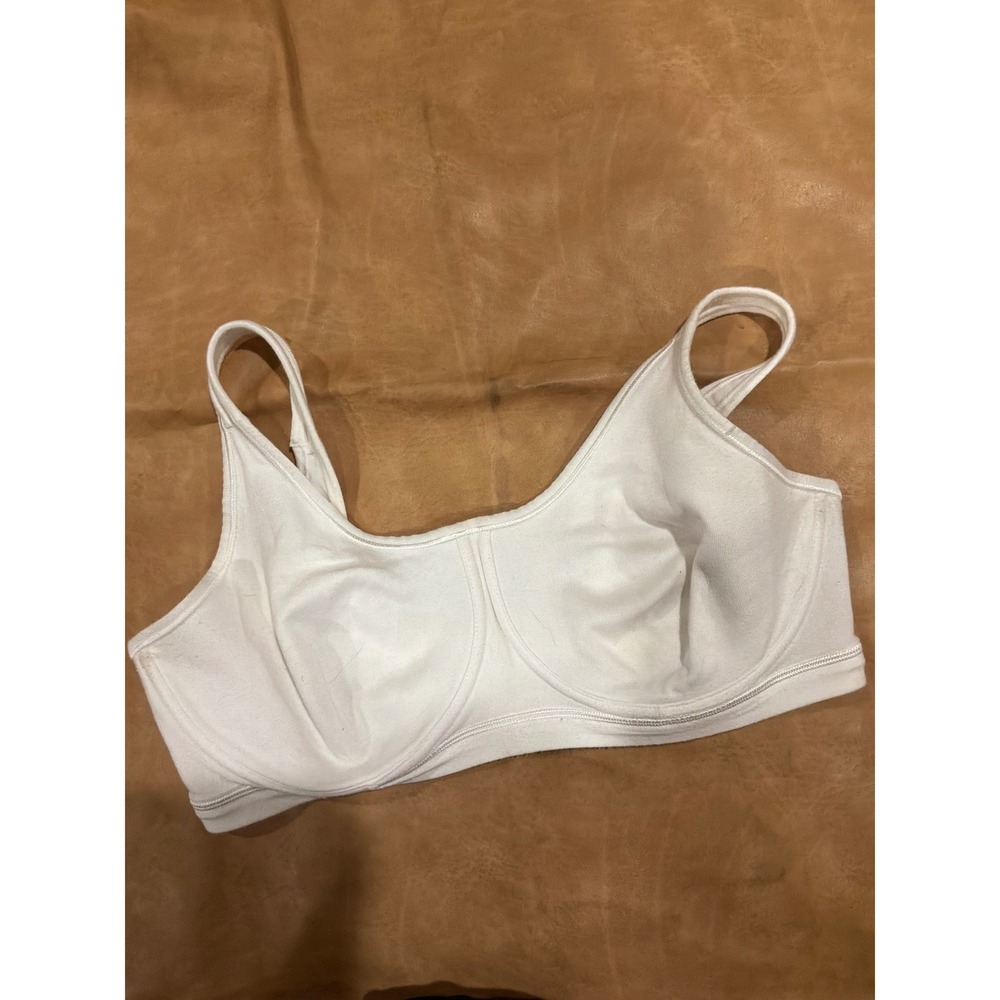 Vintage Sears White Full Coverage Underwire Bra 40DD‎ Wide Straps Cotton Blend